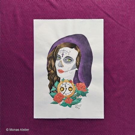 La Catrina Wassermalfarbe